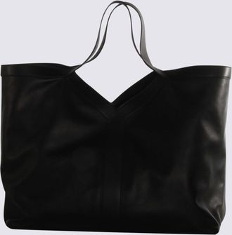 Saint Laurent Black Leather Y Maxi Top Handle Bag
