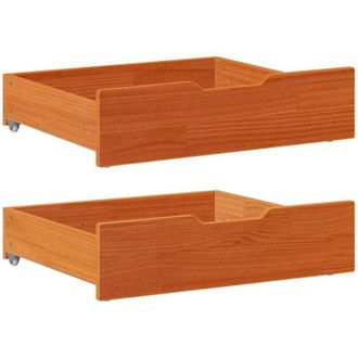 vidaXL Cassettoni per Letto 2pz Marrone Cera 65x55x17 cm Legno di Pino vidaXL