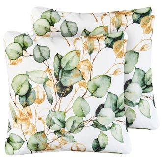Beliani Beliani - Conjunto De 2 Cojines De Exterior Accesorios De Jard&iacute;n Patr&oacute;n De Hojas 45x45 Cm Multicolor Glade