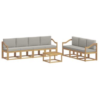 vidaXL Conjunto De Sof&aacute;s De Exterior 8 Pcs Blanco Y Gris Claro Vidaxl