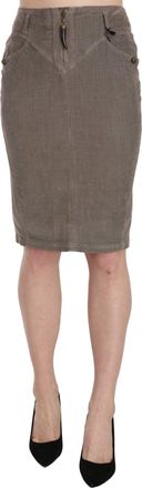 Just Cavalli Womens Corduroy Pencil Skirt - Grey Cotton - Size EU 40 (Womens)