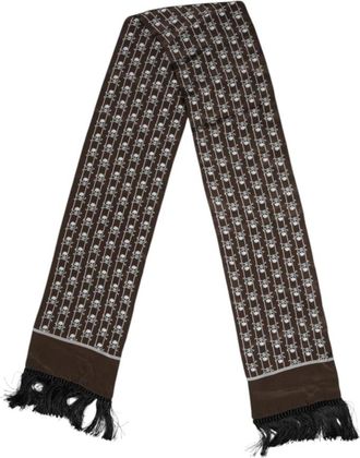 Dolce & Gabbana Sjaal met schedelprint en franjes - Dames - Zijden sjaals - Bruin - ONE Size - Accessoires