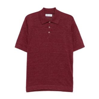 Brunello Cucinelli Brunello Cucinelli, Polo Shirts, male, Red, Size: 3XL Buttoned Short-Sleeve Polo Shirt