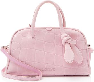 Jacquemus Croc Embossed Suede Le Turismo Small Bowling Bag