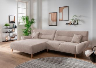 Inosign Ecksofa »Drago, elegant und zeitlos, komfortabel, Holzfuss, L-Form« frei im Raum stellbar, inkl. 2 Zierkissen