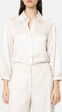 Luisa Cerano Button Front Satin Blouse In White