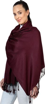 World of Shawls Pashmina Style All Seasons Handcrafted Wrap Shawl Stole Scarf (Burgundy)