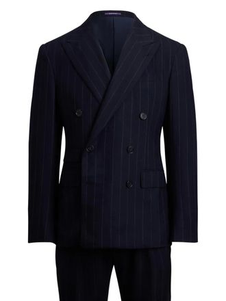 Ralph Lauren Purple Label pinstripe double-breasted suit - men - Wool - 44 - Blue