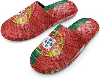 Generic Portugal Wooden Flag Mens Cozy Memory Foam Slippers Warm Cotton House Shoes Comfy Slipper for Indoor Outdoor