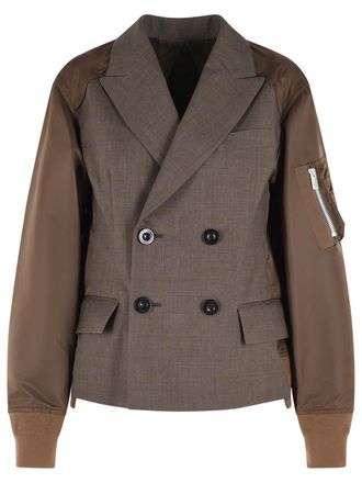 sacai Brown Wool Blend Blazer