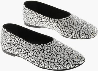 Proenza Schouler Leather Ballet Flats GLOVE with All-Over Crystals size 37