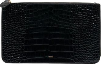 Toteme Clutches, female, Black, Size: ONE SIZE Threefold Croco-Embossed Clutch