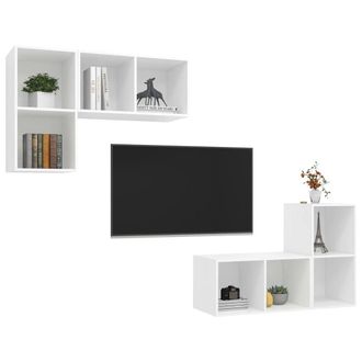 Berkfield Home Practical Wall-mounted TV Cabinets 4 pcs White Engineered Wood