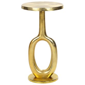 Beliani Mesa Auxiliar De Metal Dorado 29 Cm Hecho A Mano Patr&oacute;n Desgastado Retro Apiti