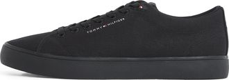 Tommy Hilfiger Mens Core Canvas Low Top Vulcanised Trainers, Black (Black), 10