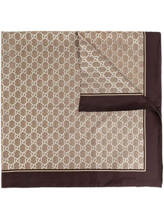Gucci GG silk scarf - women - Silk - One Size - Brown