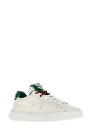 Miu Miu Womens White Leather Sneakers Biancoverde