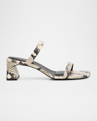 SIMKHAI Clara Snake-Printed Leather Sandals