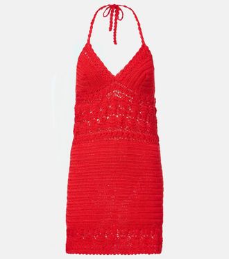 Anna Kosturova Filigree crochet cotton minidress