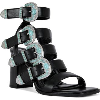 Azalea Wang Raeanne Ankle Strap Sandal in Black at Nordstrom, Size 8.5