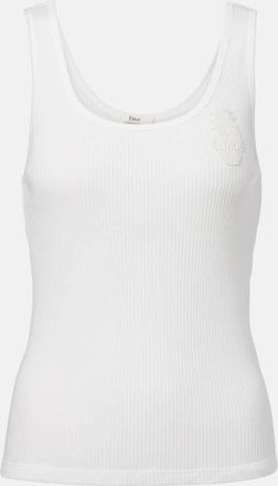 Chloé Chloé Tank top in jersey di cotone con logo