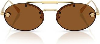 Versace 56mm Oval Sunglasses in Gold /Dark Brown at Nordstrom
