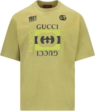 Gucci T-shirt met logoprint - Groen