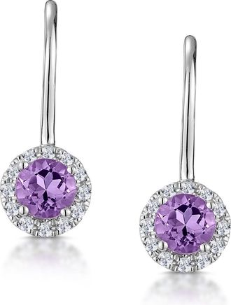 The Diamond Store Amethyst 0.57CT And Diamond 9K White Gold Earrings