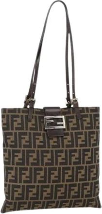 Fendi Pre-owned Tote Bags, female, Brown, Size: ONE SIZE Pre-owned Zucca Canvas Tote Bag