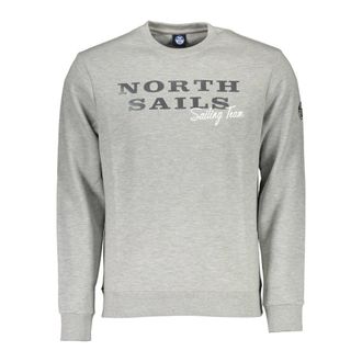 North Sails Hoodies & sweatvesten, Heren, Grijs, S, Katoen, Grijze Katoenen Trui met Logo Print