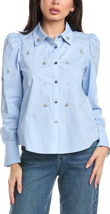 Stellah Helene Jewel Trim Button Down Shirt