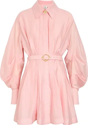 Aje Aje Murphie Pintuck Woven Mini Shirt Dress - Light Pink - 12 (UK12 / M)