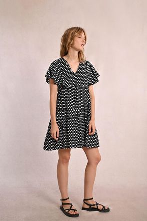 Molly Bracken Korte wijd uitlopende jurk met print en korte mouwen