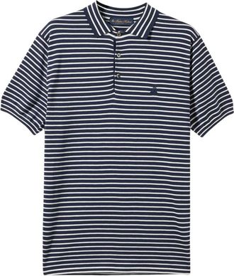 Brooks Brothers Gestreepte katoen-zijde-linnen gebreide polo - Heren - Polos - Blauw - S - Katoen - Tops