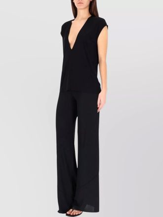 Rick Owens cap sleeve deep v-neck lightweight top