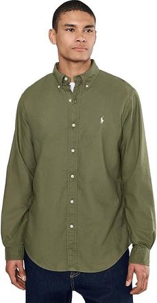 Polo Ralph Lauren Classic Fit Garment-Dyed Oxford Shirt Mens Clothing Garden Trail/Cream Polo Pony : 2XL, Cotton