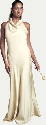Oasis Cowl Halterneck Satin Bridesmaid Dress in Lemon at Nordstrom, Size 10