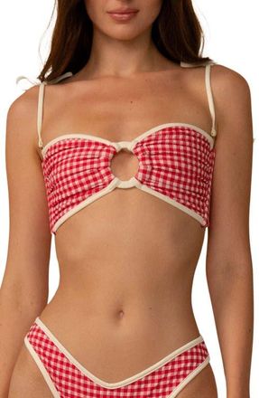Montce Swim Lulu Gingham Bikini Bottoms in Red Micro Gingham at Nordstrom, Size X-Small