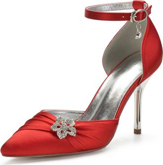 Miyoopark Womens Wedding Dress Shoes Stiletto High Heel Occasions Pumps M524 Red UK 7.5