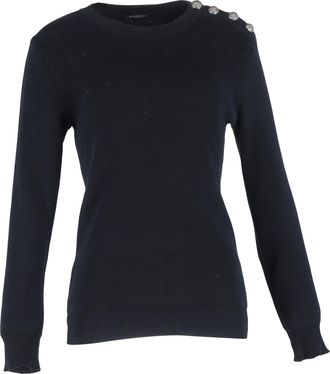 Balmain Balmain gebreide trui met knoopdetails in zwarte wol