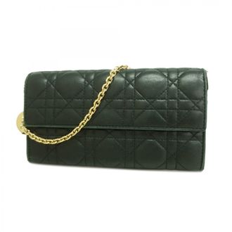 Dior Black Leather Chain/Shoulder Wallet (Pre-Owned)