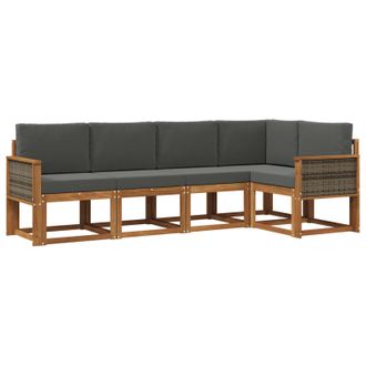 vidaXL Conjunto De Sof&aacute;s De Exterior 5 Pcs Natural Y Antracita Vidaxl