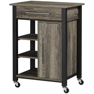HOMCOM Homcom Carrellino Da Cucina Con Cassetto Mensole Armadietto 4 Ruote 60x50x84.5cm
