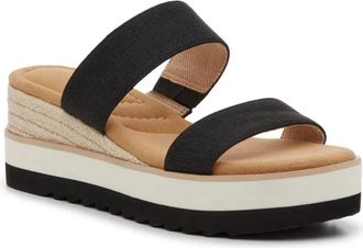 Kelly & Katie Tiama Sandals Women Black Open Toe Espadrille Wedge Heel GAL2023