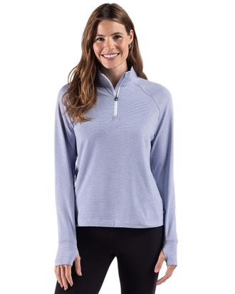 Cutter & Buck Adapt Recycled Soft Knit Stripe Womens Quarter Zip Pullover