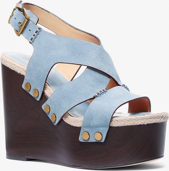Michael Kors Raven Studded Suede Wedge Sandal
