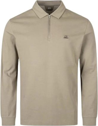 C.P. Company C.P. Company - Polo de manga larga con media cremallera y piqu&eacute; el&aacute;stico - Tops - Hombre - Beige - XL