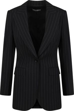 Dolce & Gabbana Gestreepte blazer met lange mouwen - Dames - Blazers - Zwart - L - Wol - Jassen