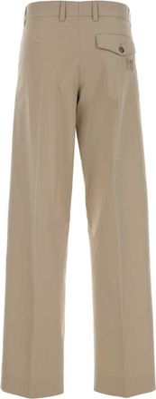 Miu Miu Womens Cotton-Blend Trousers Beige Polyester