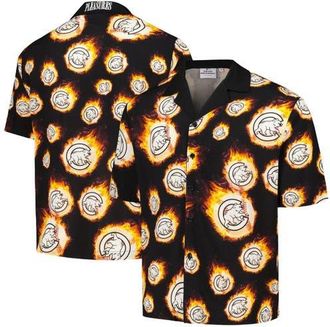 Pleasures Mens PLEASURES Black Chicago Cubs Flame Fireball Button-Up Shirt at Nordstrom, Size Medium